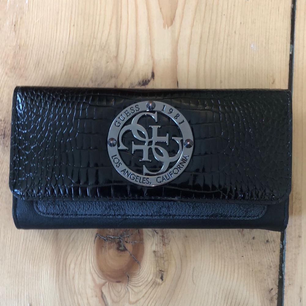 Guess black faux alligator wallet
